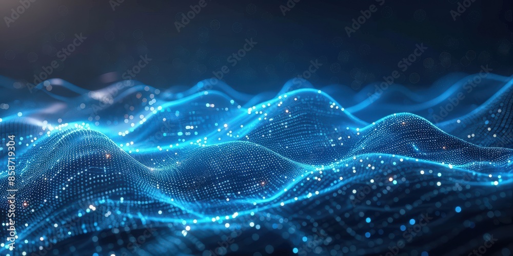 Abstract Digital Landscape with Glowing Particles Abstract Digital Landscape with Glowing Particles