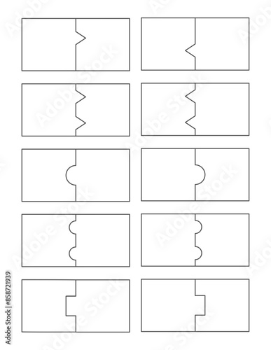 Blank flash cards. Various 2-part puzzle cut templates. Set 1.
