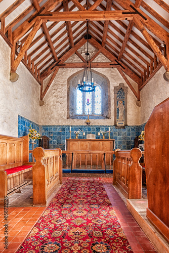 Interior of St Padrig's Church, Llanbadrig, Anglesey, Wales photo