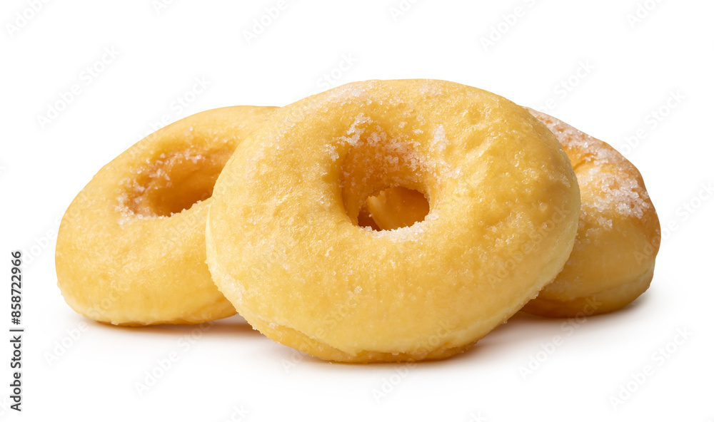 Front view of brown cinnamon donuts in stack isolated on white background with clipping path Front view of brown cinnamon donuts in stack isolated on white background with clipping path