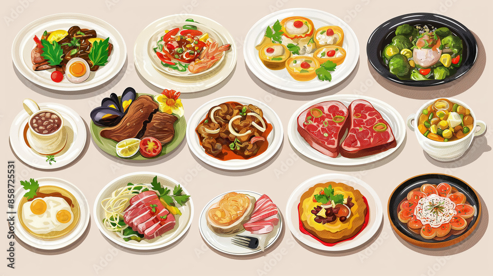 Various food on on isolate background Various food on on isolate background