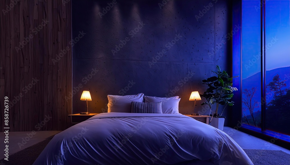 bedroom night atmosphere interior design with light on concrete wall. expose wall. shear wall. lamp. back drop. wallpaper bedroom night atmosphere interior design with light on concrete wall. expose wall. shear wall. lamp. back drop. wallpaper