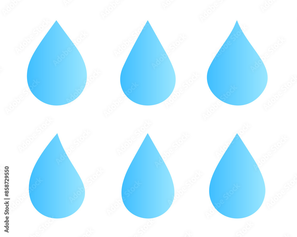 isolated and simple blue water drops icon in set isolated and simple blue water drops icon in set