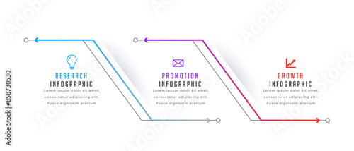 three step infographic timeline chart banner for corporate presentation