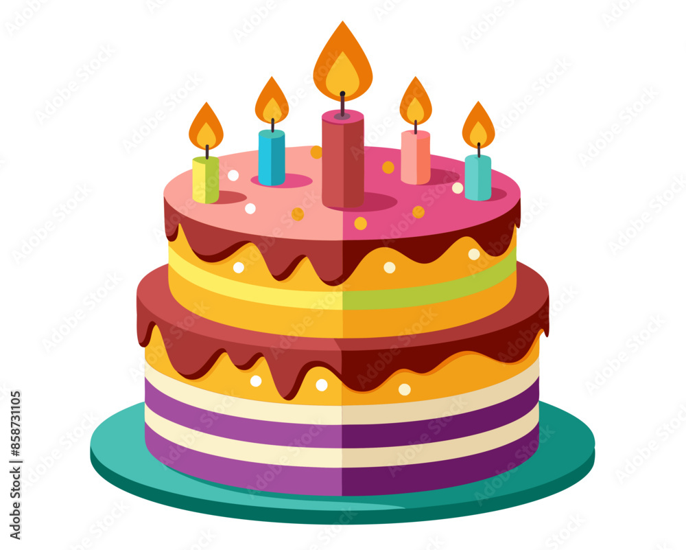 A detailed vector graphic of a birthday cake with candles and frosting. Generative AI.
A detailed vector graphic of a birthday cake with candles and frosting. Generative AI.