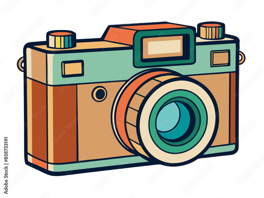 A classic film camera with a retro color palette and vintage details. Generative AI.
A classic film camera with a retro color palette and vintage details. Generative AI.