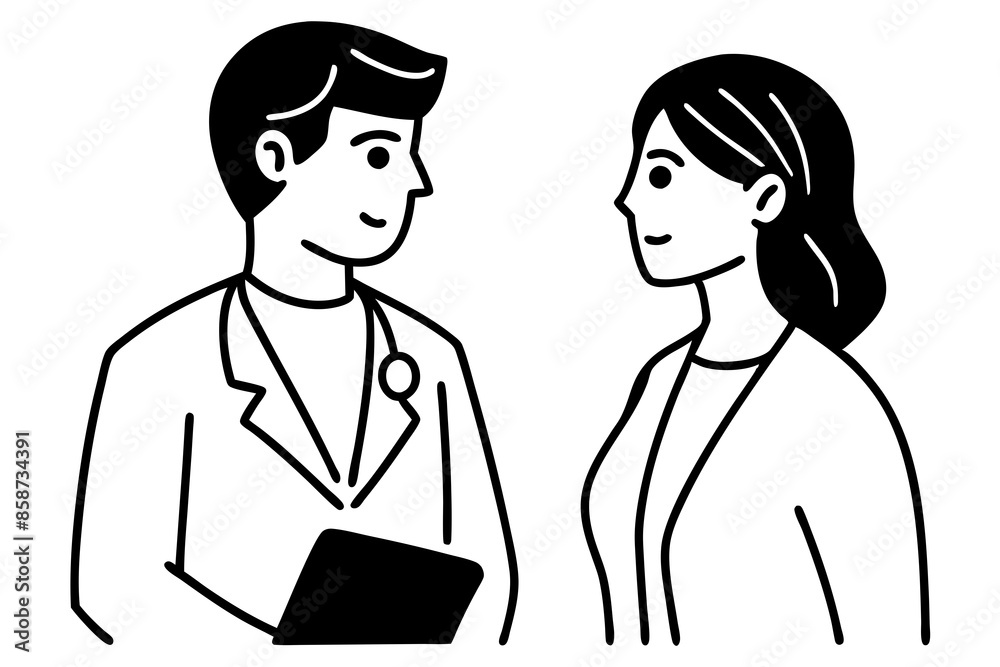 Doctor and nurse doing discussion vector illustration, Simple and minimalist flat Vector Doctor and nurse doing discussion vector illustration, Simple and minimalist flat Vector