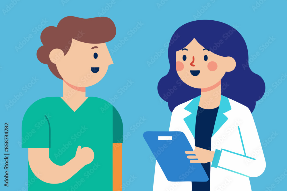 Doctor and nurse doing discussion vector illustration, Simple and minimalist flat Vector Doctor and nurse doing discussion vector illustration, Simple and minimalist flat Vector