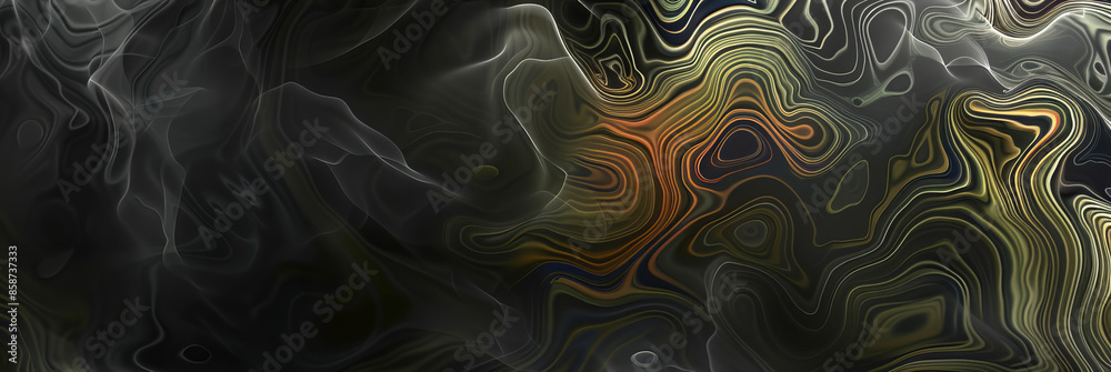 Dark Abstract with Wavy Fluid Patterns
