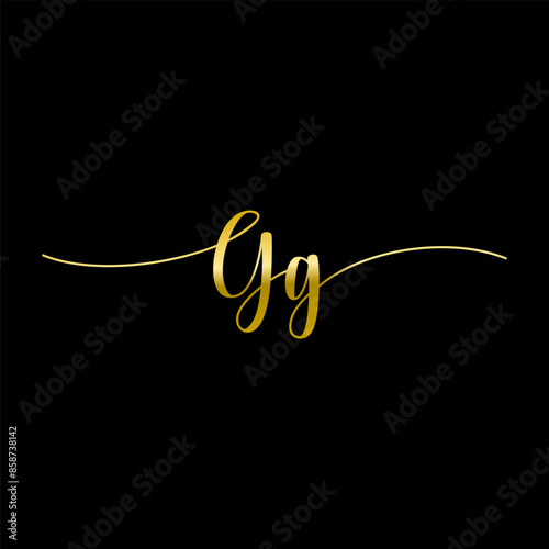 Letter gg gold logo design template . gg calligraphy logo design inspiration . luxury gg icon
