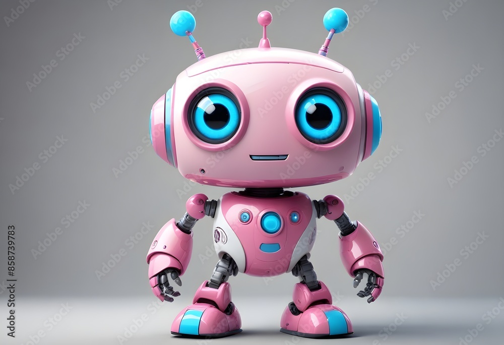 3d rendering of a cute pink cartoon robot 3d rendering of a cute pink cartoon robot