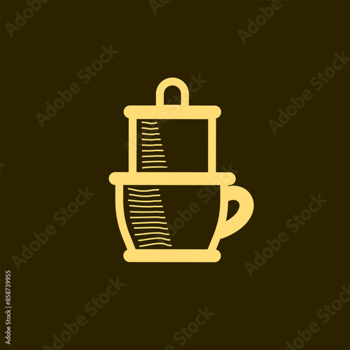 coffee drip simple icon design . coffee dripper vector temmplate . v60 vietnam coffee icon . coffee cup icon design template . manual brew