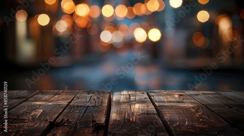 Blurry background with wooden table