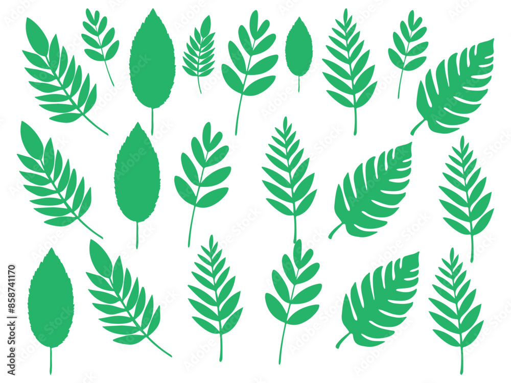 Green leaf icon set. leaf icon on isolated background.	