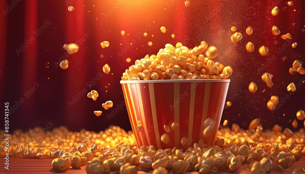 Pop corn in big cup kernels popping in air Pop corn in big cup kernels popping in air