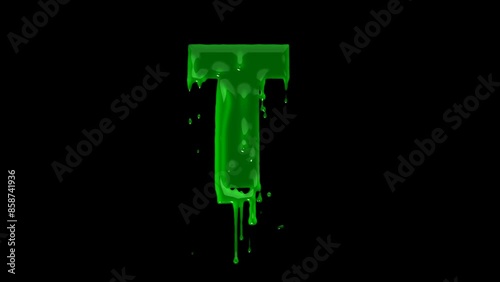 Green slime font. Halloween toxic waste letters, blot scary horror greens goo alphabet text sign and blots splash liquid slimes spooky letters, goo vector isolated symbols set