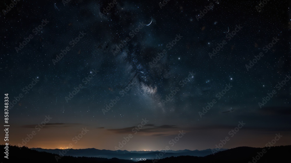 Fototapeta premium night sky with moon and stars