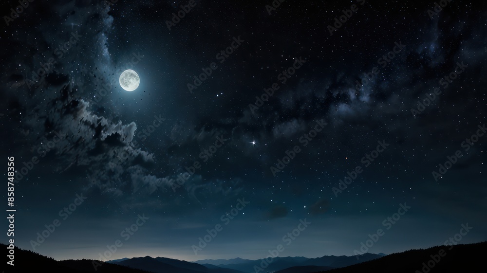 Naklejka premium night sky with moon and stars