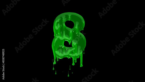Green slime font. Halloween toxic waste letters, blot scary horror greens goo alphabet text sign and blots splash liquid slimes spooky letters, goo vector isolated symbols set