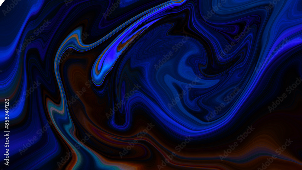 Obraz premium 4K abstract dark, holographic, iridescent neon background with a fluid, glassy, curving wave in motion. For banners, backdrops, wallpapers, and covers, use a gradient design element. 