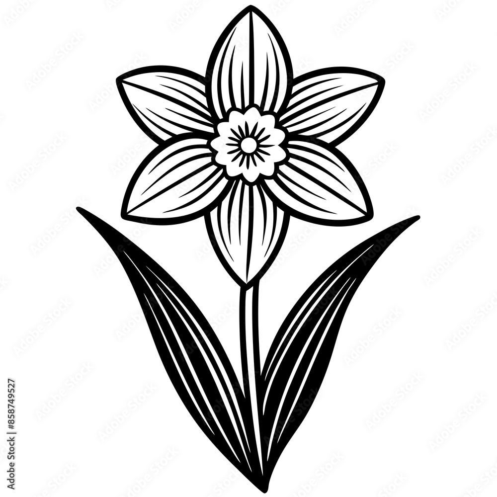 Obraz premium Hand drawn simple Floral flowers Daffodil flat design vector 