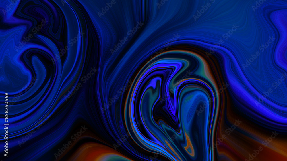 Fototapeta premium 4K abstract dark, holographic, iridescent neon background with a fluid, glassy, curving wave in motion. For banners, backdrops, wallpapers, and covers, use a gradient design element. 