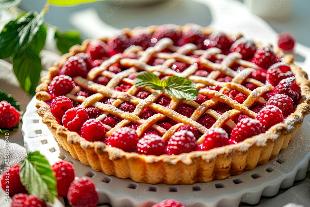Homemade Raspberry Pie with Lattice Crust Homemade Raspberry Pie with Lattice Crust