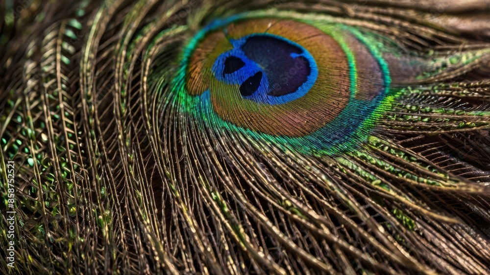 Fototapeta premium peacock feather close up