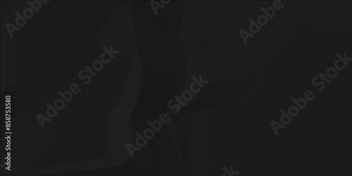 Dark black crumpled paper wrinkled background, Black empty leaf of crumpled paper texture background. Vector illustration.