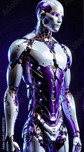 Robotic Humanoid with Purple Accents