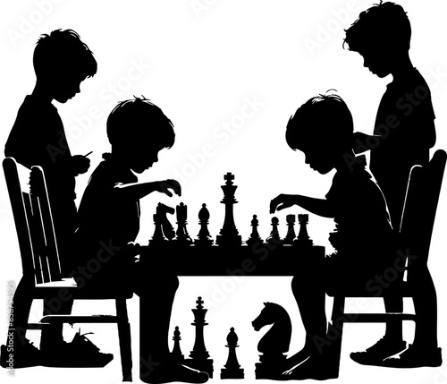 silhouettes of  children 