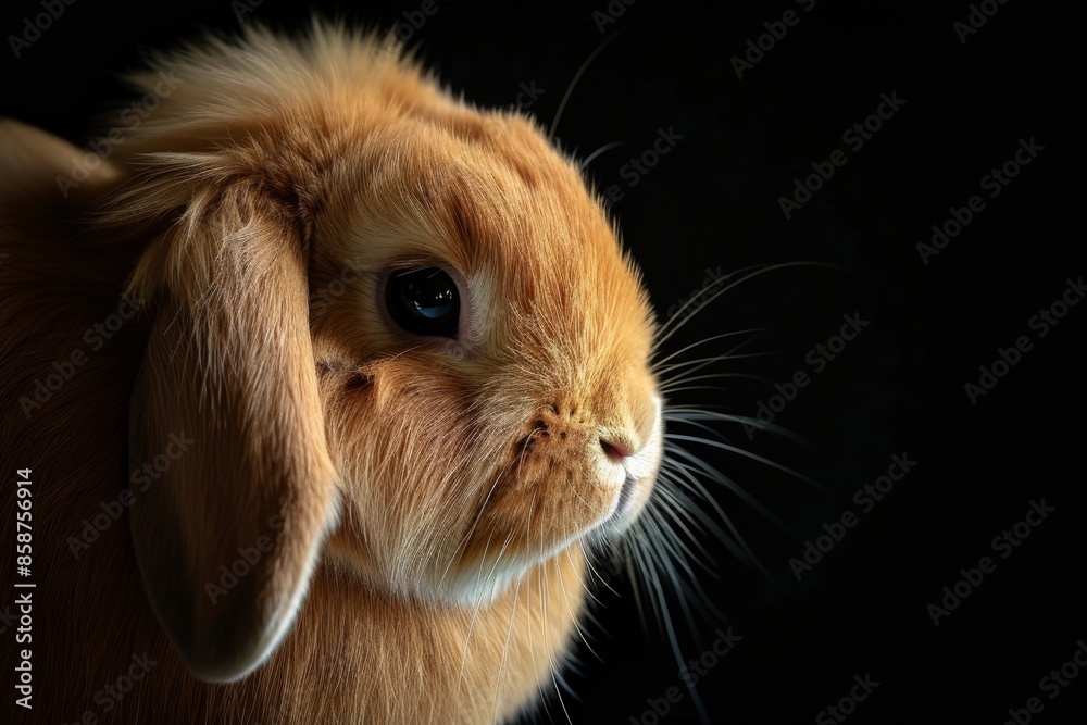 Mystic portrait of Holland Lop, copy space on right side, Headshot, Close-up View Mystic portrait of Holland Lop, copy space on right side, Headshot, Close-up View