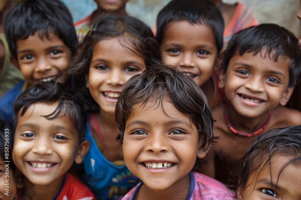 Group of happy indian children smiling at the camera in India. Group of happy indian children smiling at the camera in India.