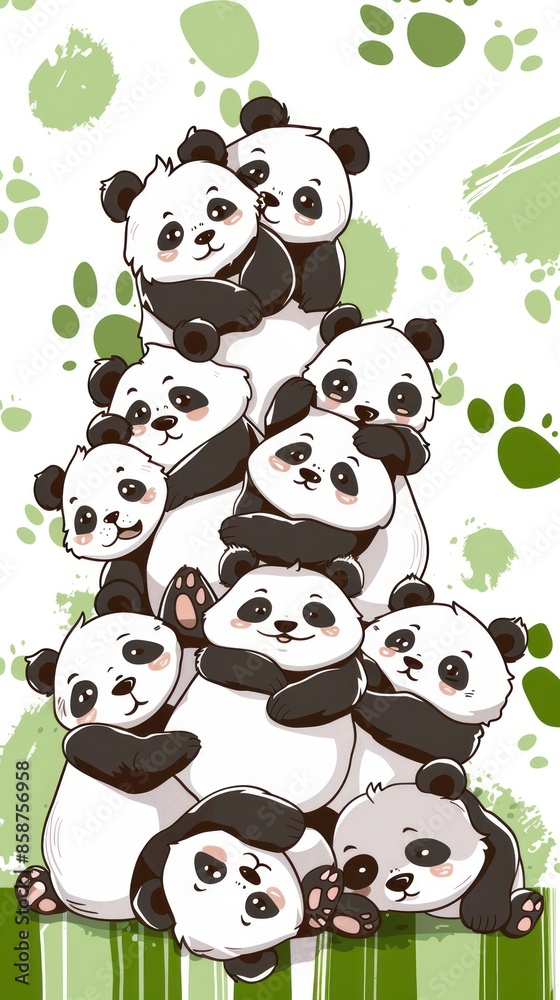 Obraz premium A Pile of Adorable Pandas