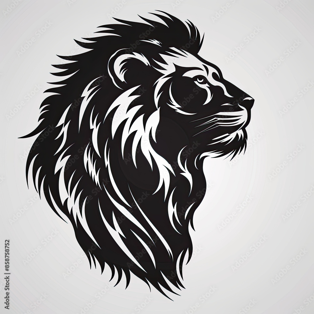 A black and white drawing of a lion A black and white drawing of a lion