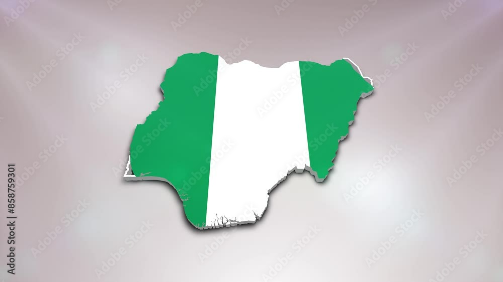 Nigeria Flag on its Country Map, 3D Map Flag Opener Suitable for Politics, Elections, Travel, News and Sports Events and Presentations Nigeria Flag on its Country Map, 3D Map Flag Opener Suitable for Politics, Elections, Travel, News and Sports Events and Presentations