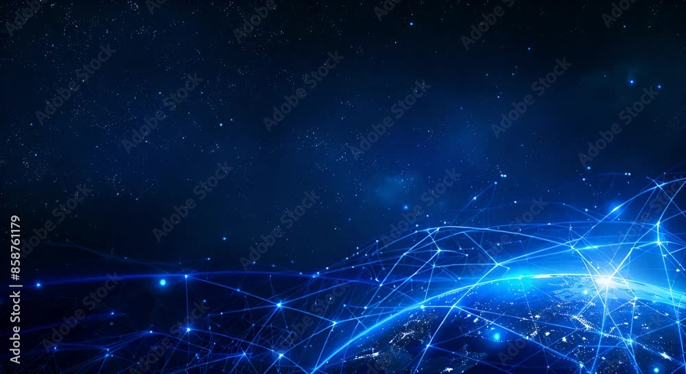 A global network of connections across the Earth, symbolizing connectivity and technology