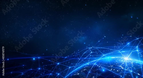 A global network of connections across the Earth, symbolizing connectivity and technology