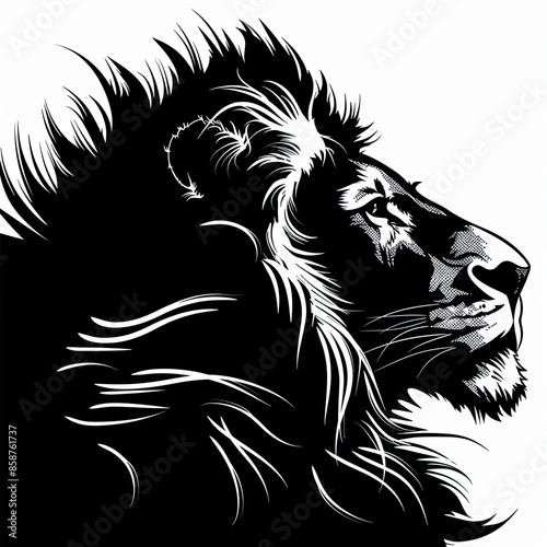 Wallpaper Mural A black and white drawing of a lion Torontodigital.ca