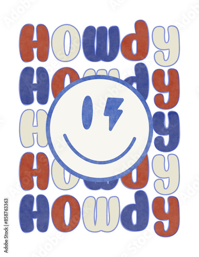 Repeated howdy with smiley Fourth of July face