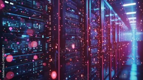 A visualization of a massive database being processed and analyzed in seconds with the help of 6G quantum computing showcasing its potential for big data analysis. photo