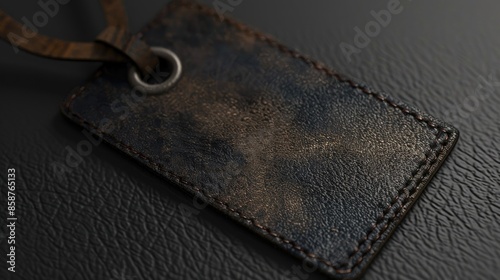 Dark leather tag