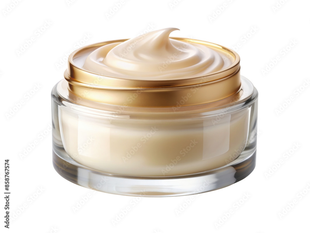 Luxurious Face Cream In Glass Jar With Gold Lid. This high-end skincare product is perfect for moisturizing and rejuvenating the skin. Isolated on transparent background, png. Luxurious Face Cream In Glass Jar With Gold Lid. This high-end skincare product is perfect for moisturizing and rejuvenating the skin. Isolated on transparent background, png.