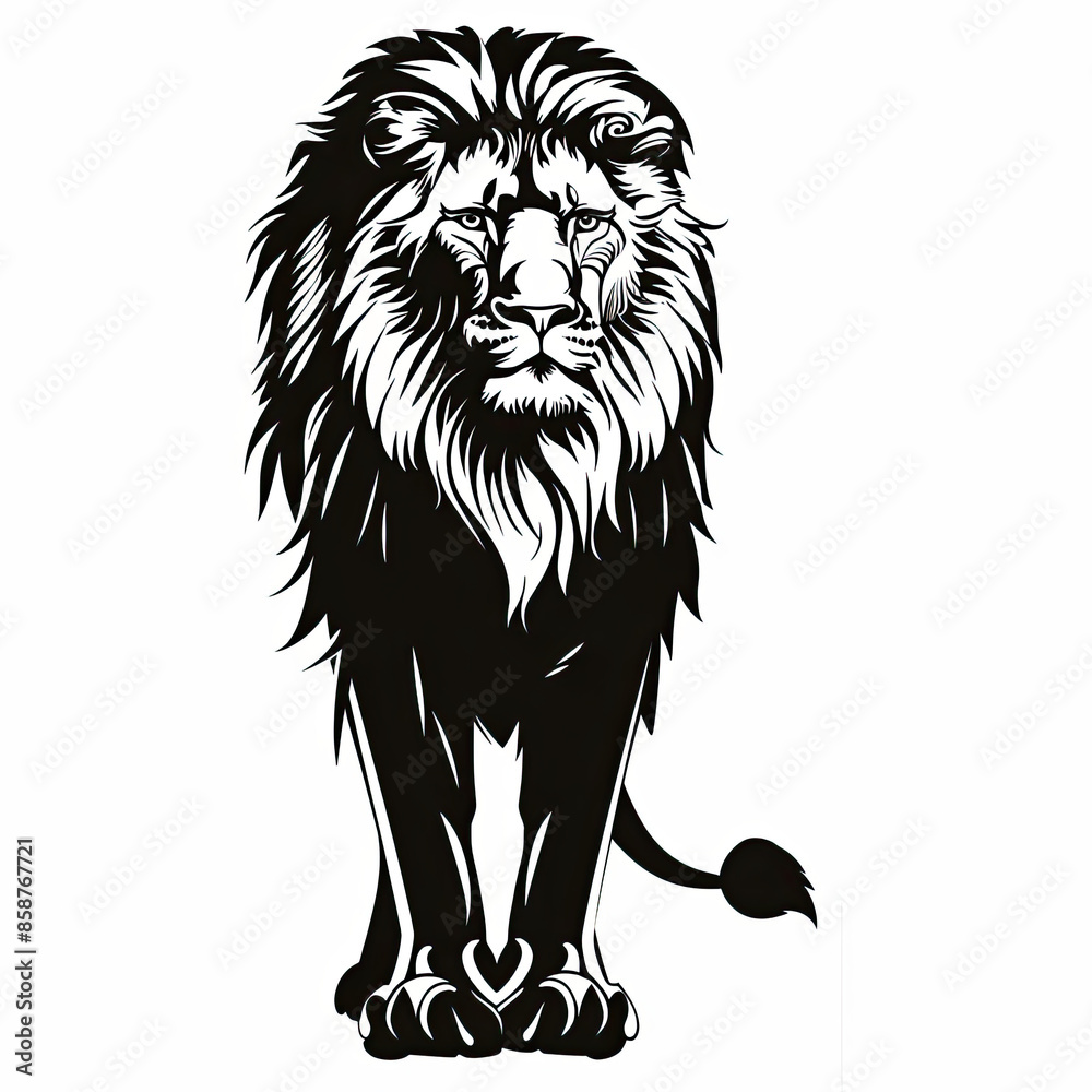 A black and white drawing of a lion A black and white drawing of a lion