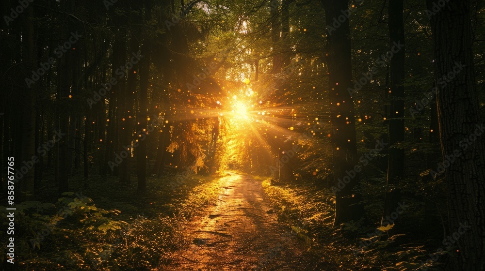 Naklejka premium Glow with the radiance of inner joy, like a beacon of light illuminating the darkness and guiding others towards the path of happiness.