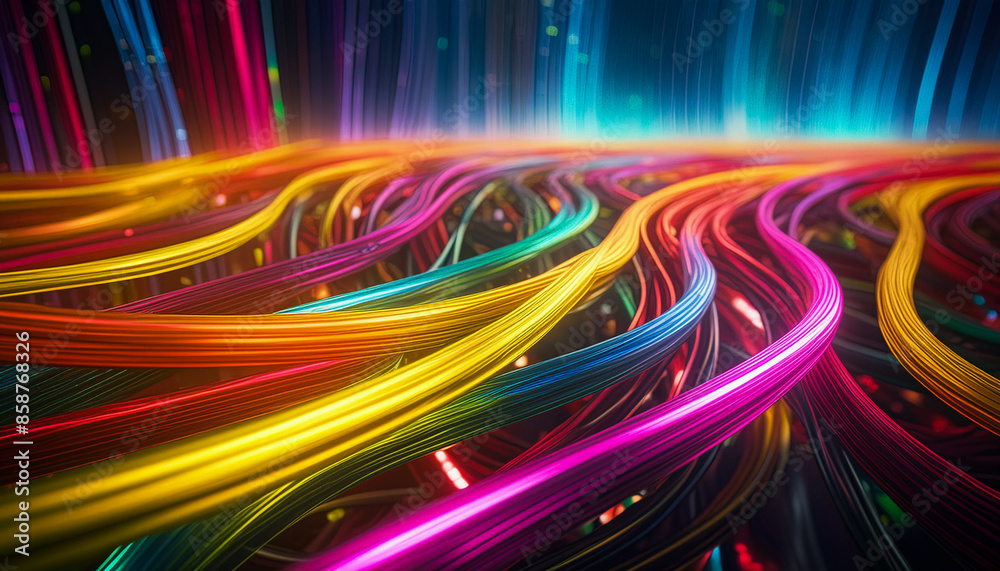 発光するLEDケーブルと光ファイバー,Generative AI AI画像 発光するLEDケーブルと光ファイバー,Generative AI AI画像