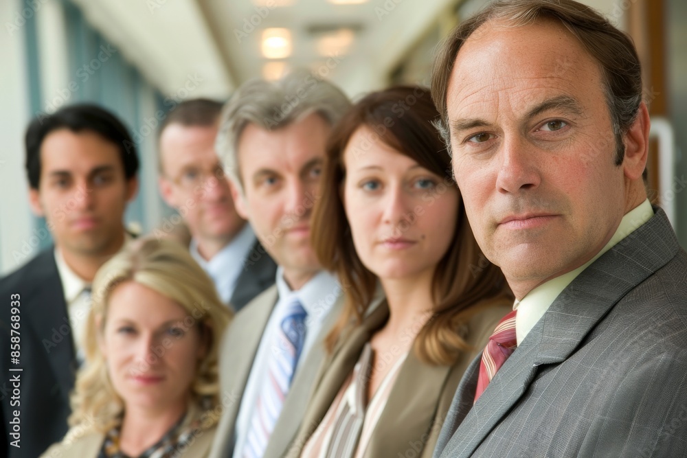 Portrait of confident business team standing in a row with arms crossed Portrait of confident business team standing in a row with arms crossed