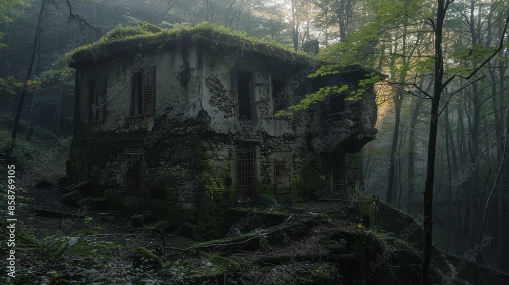 Nature's Destruction: Abandoned House Ravaged by Time, Captured with AI-Generated Natural Light Nature's Destruction: Abandoned House Ravaged by Time, Captured with AI-Generated Natural Light