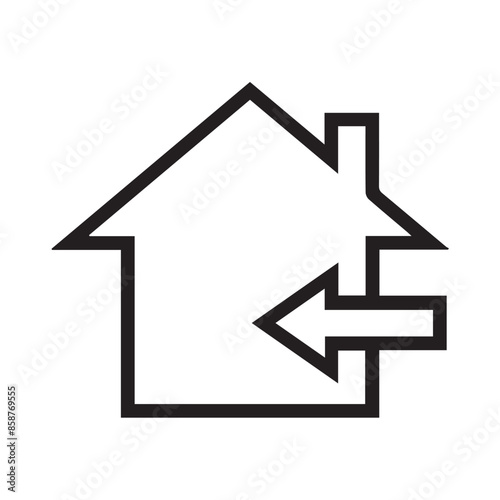 House icon outline isolated on transparent background. Linear vector illustration. Residential icon. Indoor use only symbol. 