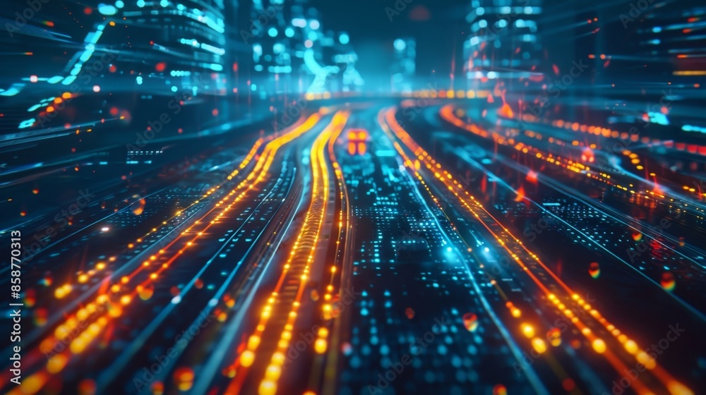 Fototapeta premium A more seamless and efficient commute is made possible as 5G keeps drivers updated on any road incidents enabling them to avoid unnecessary delays.